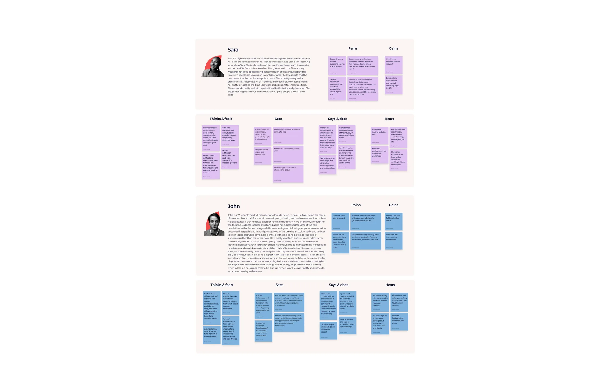 Personas and empathy map