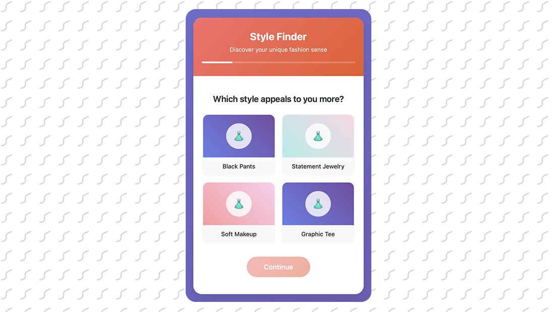 Sizing game interface design